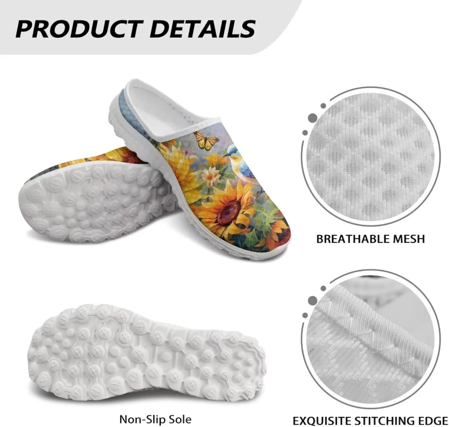 Mesh Kint Mule Shoes for Women Slip on Flats Arch Support Garden Clogs Comfort Slide Sandal Slippers