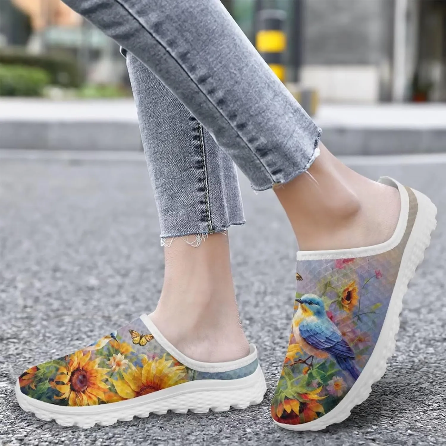 Mesh Kint Mule Shoes for Women Slip on Flats Arch Support Garden Clogs Comfort Slide Sandal Slippers