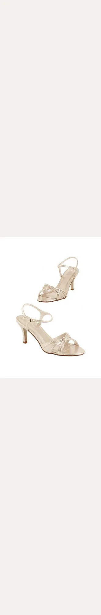 Metallic PU Sandal with Mid Heel and Adjustable Strap