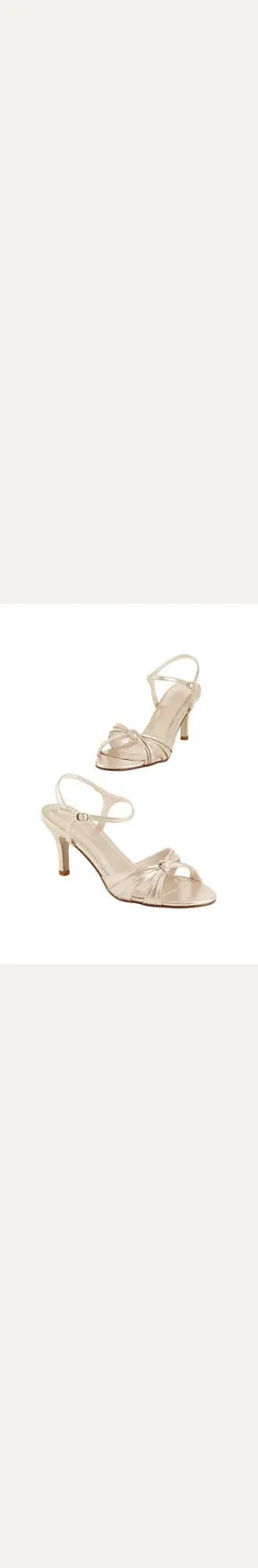 Metallic PU Sandal with Mid Heel and Adjustable Strap