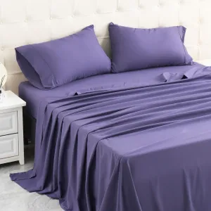 MICORAL King Bed Sheets Set, Soft Breathable Bedding Sheet Set, Sheets Set with 16" Deep Pocket Design (4 Pieces, King, Classic Purple)
