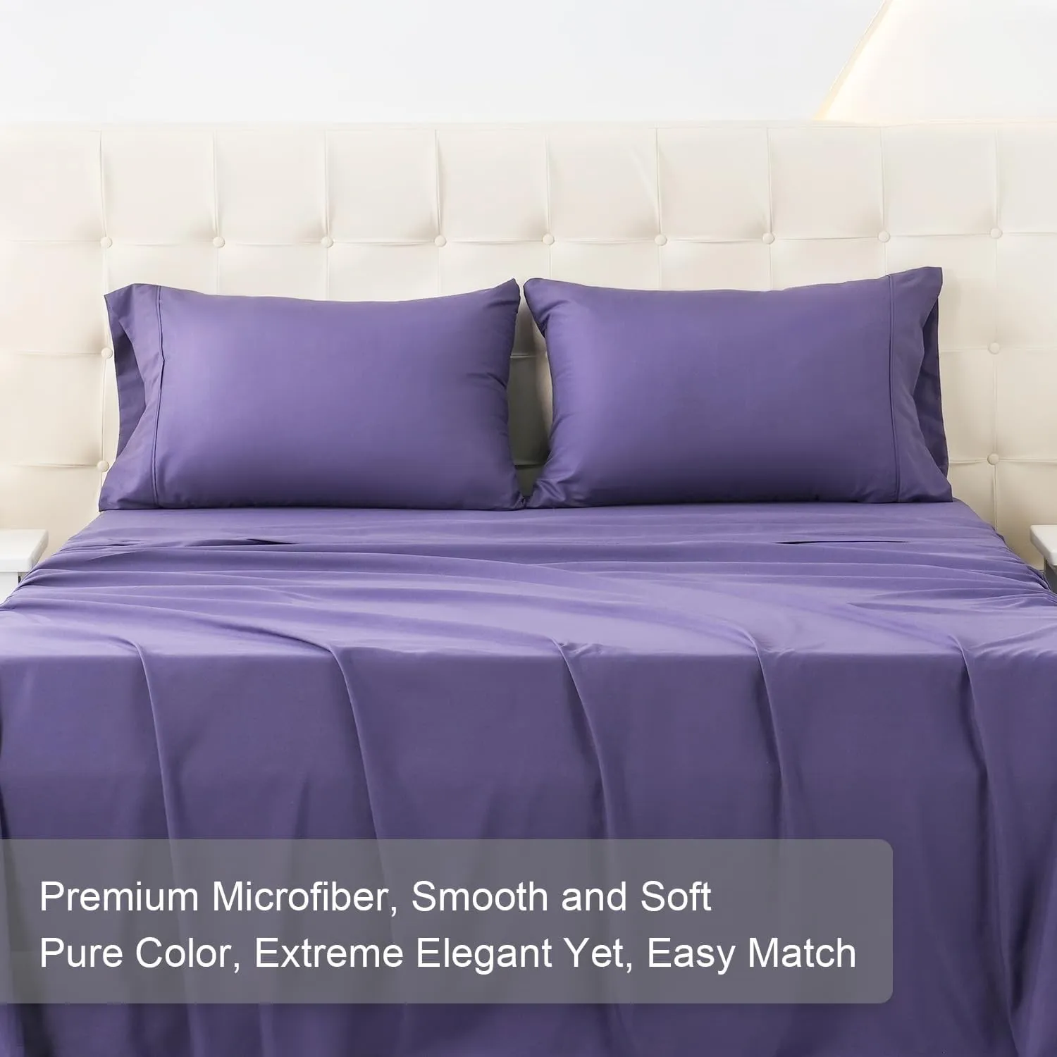 MICORAL King Bed Sheets Set, Soft Breathable Bedding Sheet Set, Sheets Set with 16" Deep Pocket Design (4 Pieces, King, Classic Purple)