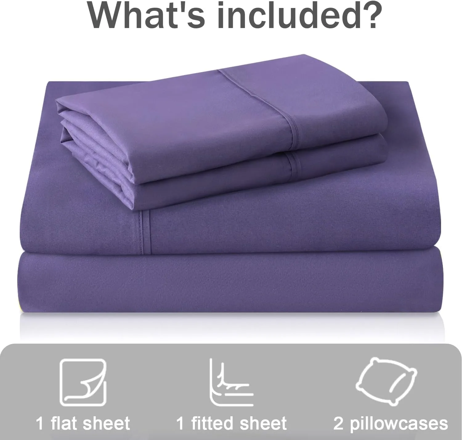 MICORAL King Bed Sheets Set, Soft Breathable Bedding Sheet Set, Sheets Set with 16" Deep Pocket Design (4 Pieces, King, Classic Purple)