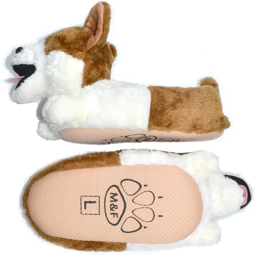 Millffy Classic Bunny Slippers Adult Sized Plush Slippers Kids Size Animal Slippers Shepherd Dog Corgi Costume Footwear