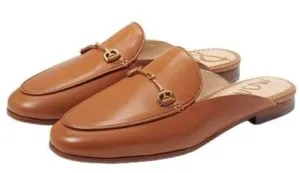 Mule Chain Flat Leather Saddle Almond Slip Best seller Shipping updates Embellished Toe On Sam Edelman Linnie