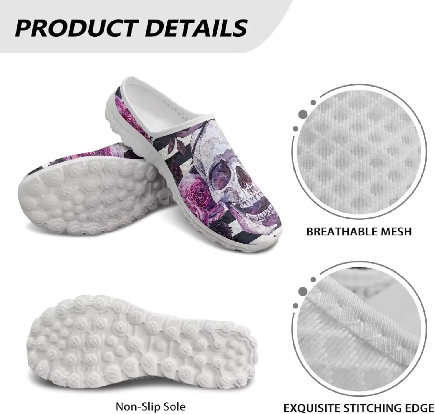 Mule Shoes for Women Wide Toe Box Garden Clogs Ladies Causal Walking Flat Loafers US 6-13.5
