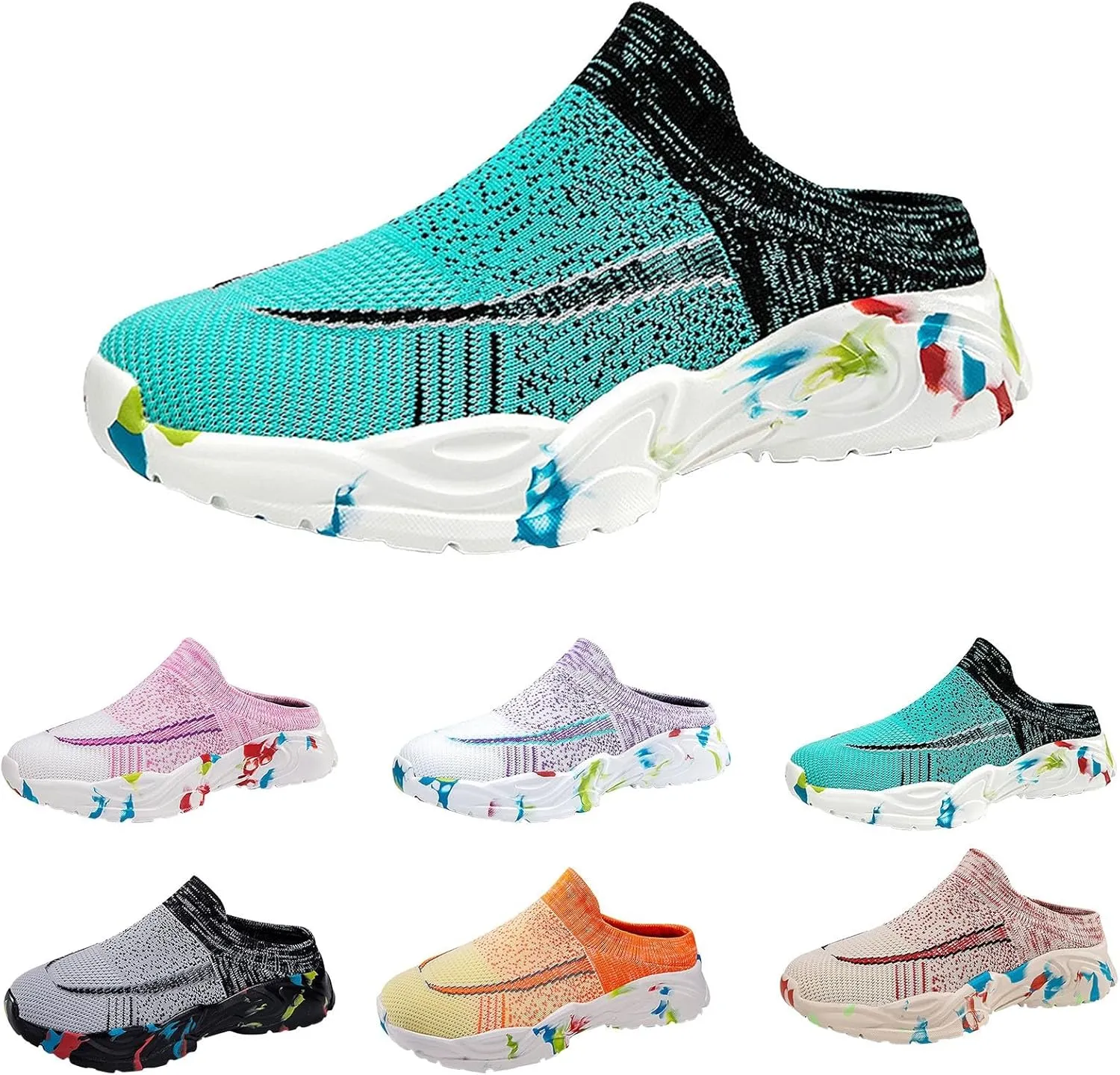 Mules for Women 2025 Backless Walking Sneakers Running Shoes for Women Jogging Women's Casual Shoes Women's Fashion Sneakers Slip On Tennis Shoe White Loafers