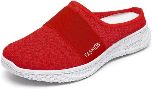 Mules for Women Summer Orthopedic Shoes with Arch Support Diabetic Air-Cushion Slip-On Walking Shoe Breathable Hollow Out Clogs Lightweight Open Back Shoes Comfortable Closed Toe Mules