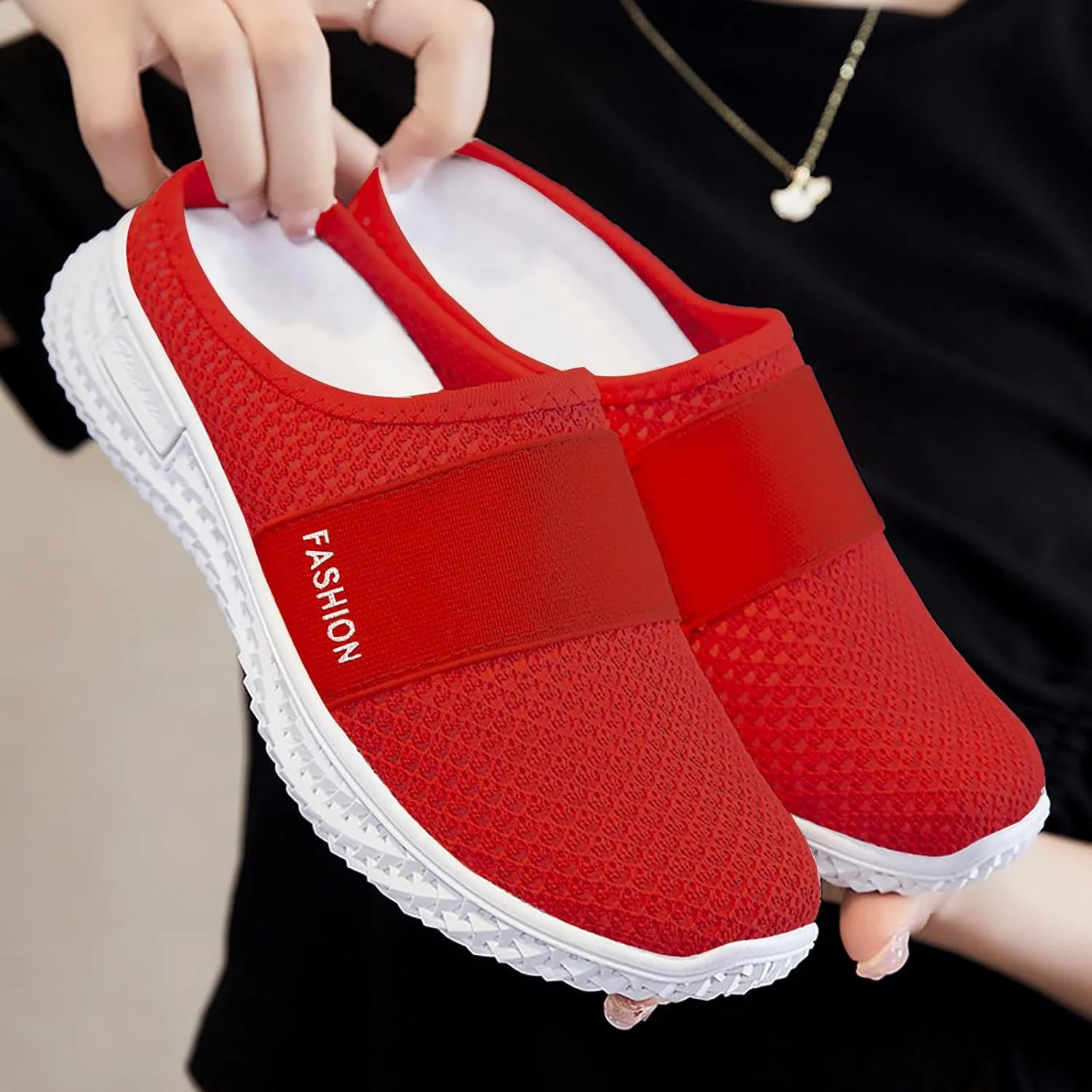 Mules for Women Summer Orthopedic Shoes with Arch Support Diabetic Air-Cushion Slip-On Walking Shoe Breathable Hollow Out Clogs Lightweight Open Back Shoes Comfortable Closed Toe Mules