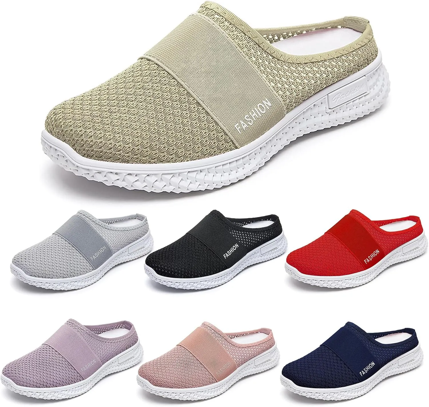 Mules for Women Summer Orthopedic Shoes with Arch Support Diabetic Air-Cushion Slip-On Walking Shoe Breathable Hollow Out Clogs Lightweight Open Back Shoes Comfortable Closed Toe Mules
