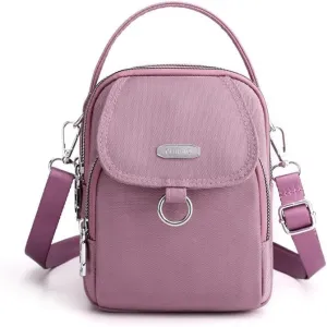 Multi-Compartment Mobile Messenger Bag, Women's Messenger Bag Casual Oxford Cloth Women's Bag Shoulder Bag-Pink Meat