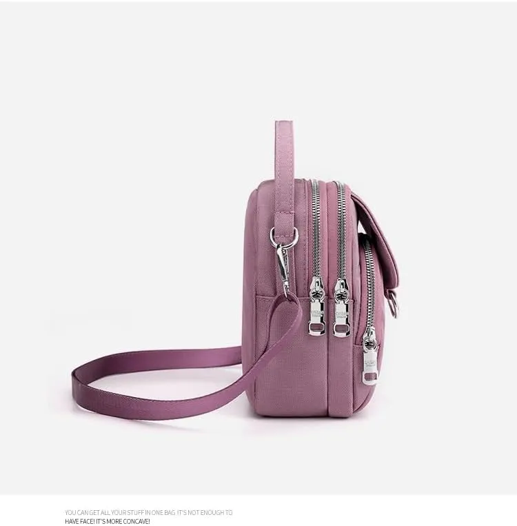 Multi-Compartment Mobile Messenger Bag, Women's Messenger Bag Casual Oxford Cloth Women's Bag Shoulder Bag-Pink Meat