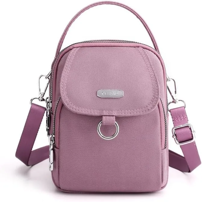 Multi-Compartment Mobile Messenger Bag, Women's Messenger Bag Casual Oxford Cloth Women's Bag Shoulder Bag-Pink Meat