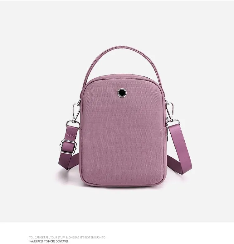 Multi-Compartment Mobile Messenger Bag, Women's Messenger Bag Casual Oxford Cloth Women's Bag Shoulder Bag-Pink Meat