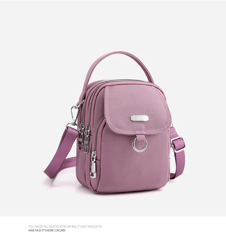 Multi-Compartment Mobile Messenger Bag, Women's Messenger Bag Casual Oxford Cloth Women's Bag Shoulder Bag-Pink Meat