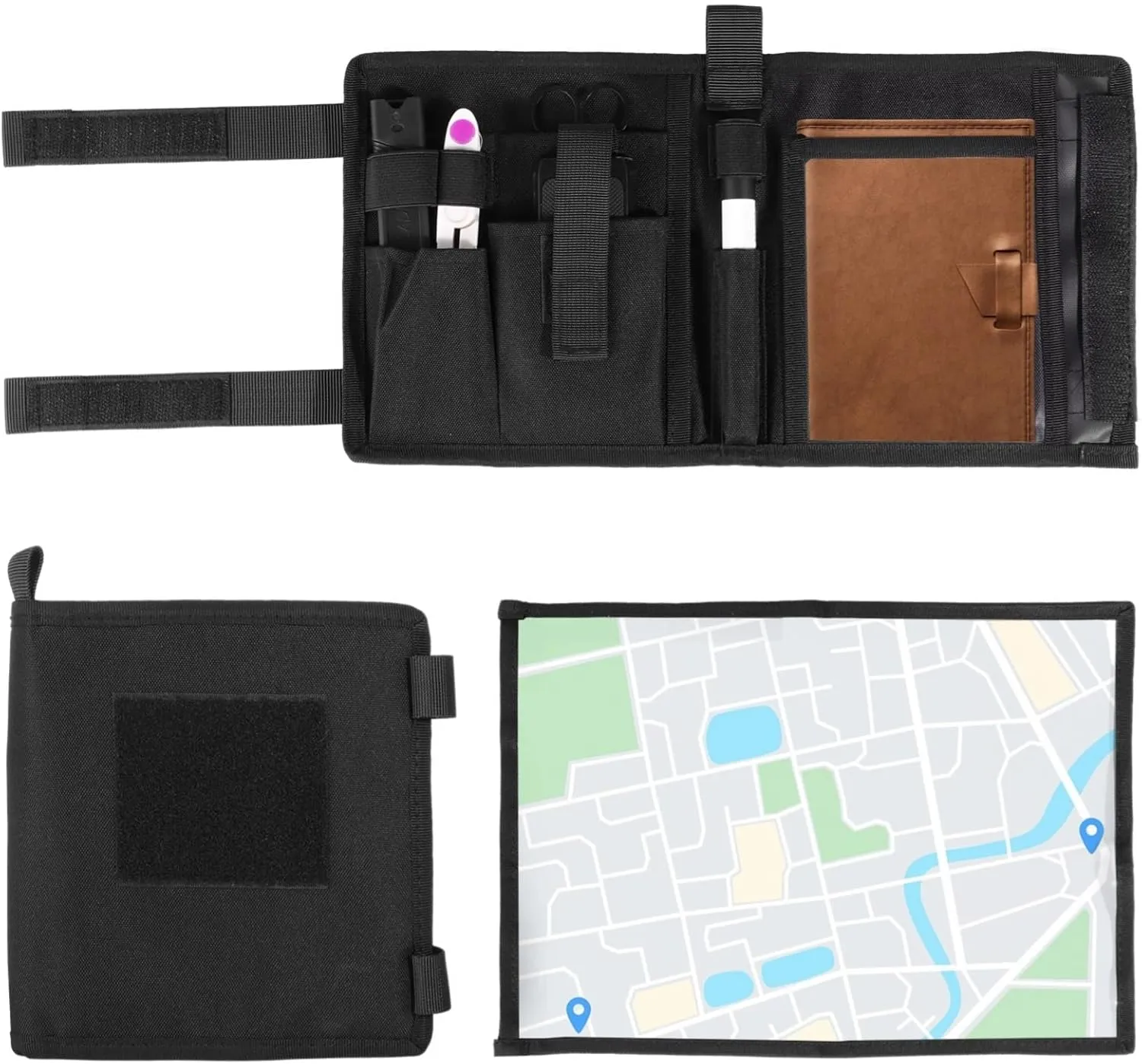 Multifunctional Map Storage Case, Waterproof Pouch with Pen Holders, Foldable Clear Map Protector for Outdoor Activities, Hiking, and Navigation