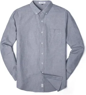 MUSE FATH Men's Oxford Dress Shirt-Cotton Casual Regular Fit Long Sleeve Shirt