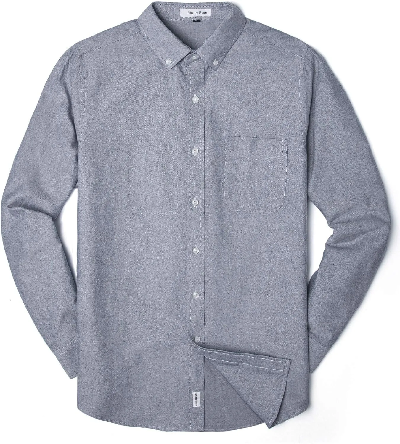 MUSE FATH Men's Oxford Dress Shirt-Cotton Casual Regular Fit Long Sleeve Shirt