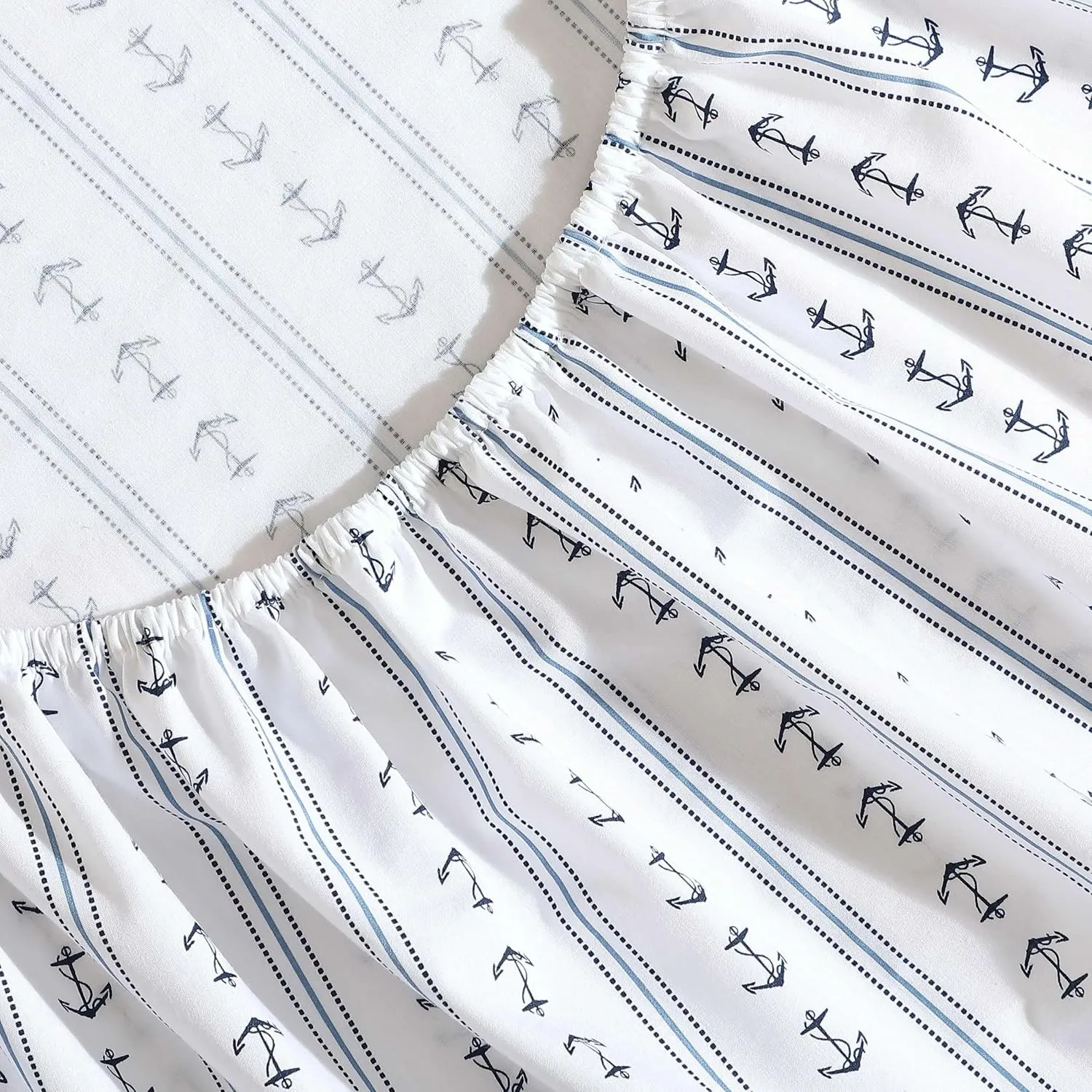 Nautica - Sheets, Cotton Percale Bedding Set with Matching Pillowcases, Crisp & Cool, Deep Pocket (Anchor Lines Blue, Full)