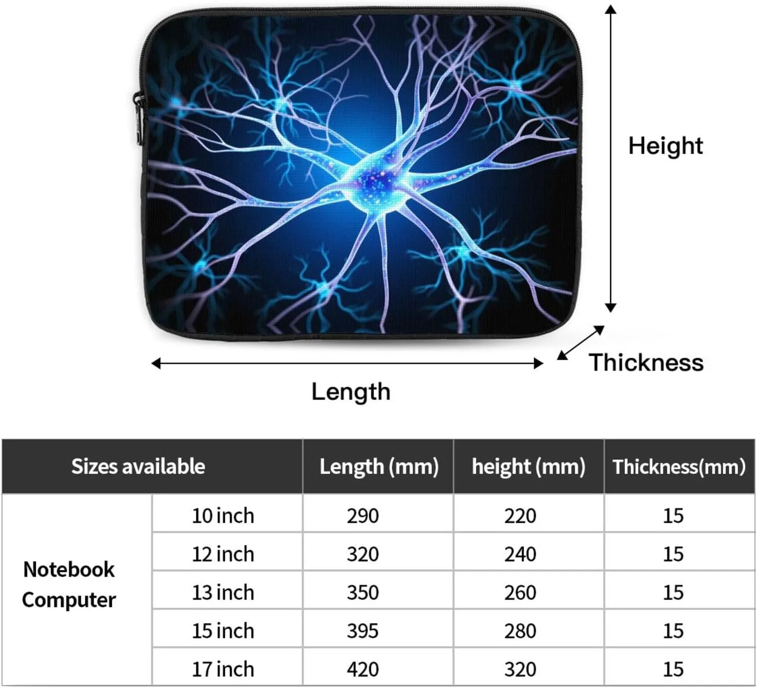 Neuron Extensions Laptop Sleeve Case 13 Inch Suitable for Notebook Computer Tablet Traveling Carrying Simple Case