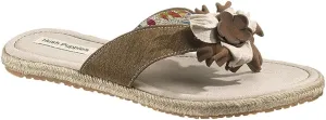 New Hush Puppies Judette Toe Post Brown Canvas Ladies 7