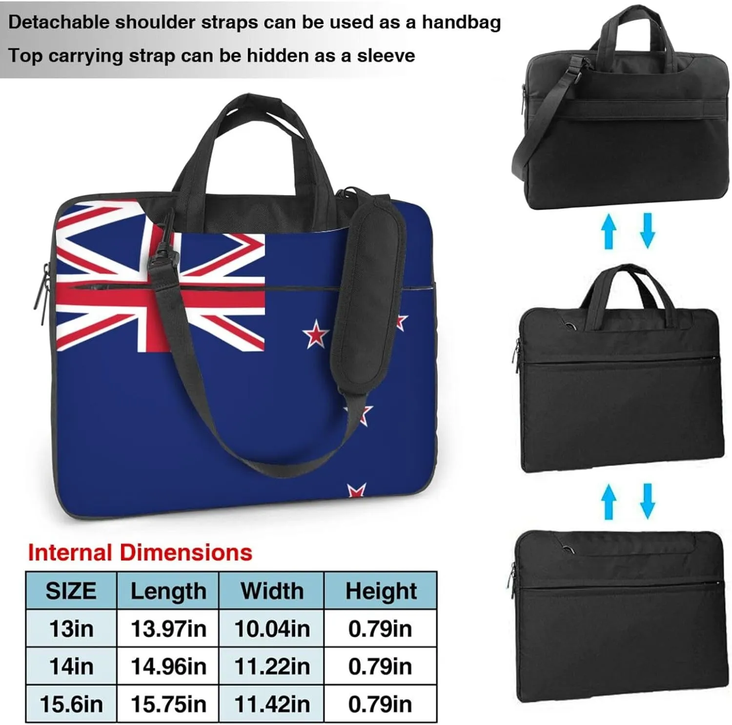 New Zealand Flag Prints Laptop Bag - with Soft Interior, Multiple Pockets - Ideal for Men, Travel and Business
