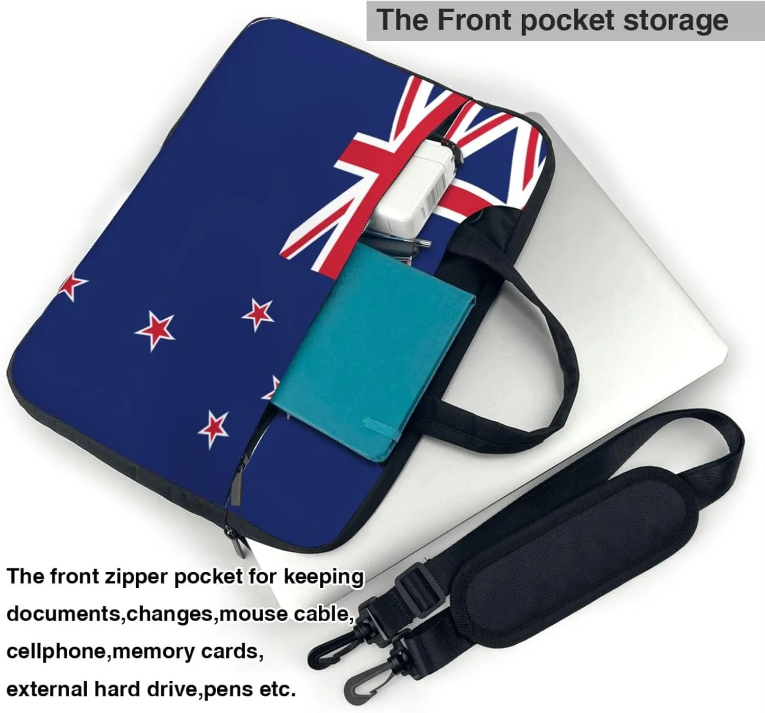 New Zealand Flag Prints Laptop Bag - with Soft Interior, Multiple Pockets - Ideal for Men, Travel and Business