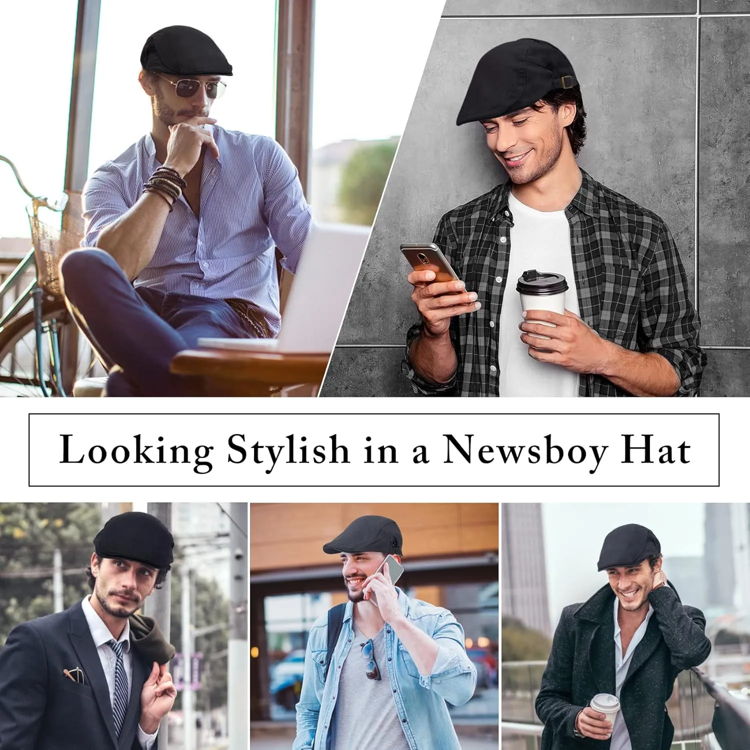 Newsboy Cap for Men Flat Hats Adjustable Breathable Irish Caps Cabbie Ivy Driving Hunting Sport Golf Outdoor