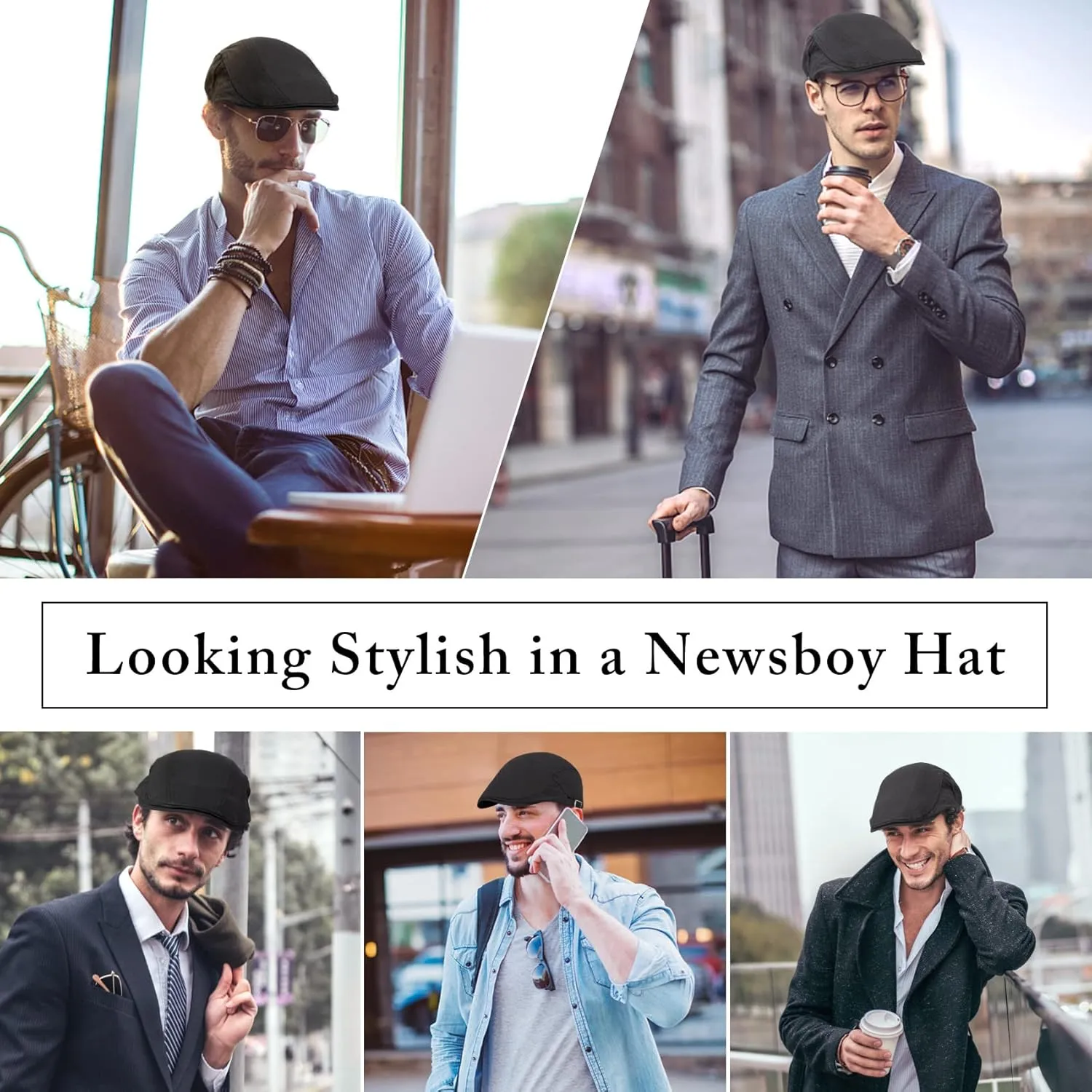 Newsboy Cap for Men Flat Hats Adjustable Breathable Irish Caps Cabbie Ivy Driving Hunting Sport Golf Outdoor