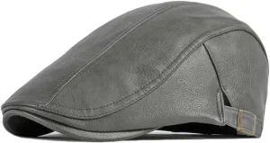 Newsboy Hats for Men Leather Ivy Flat Cap Gatsby Driving Cabbie Beret
