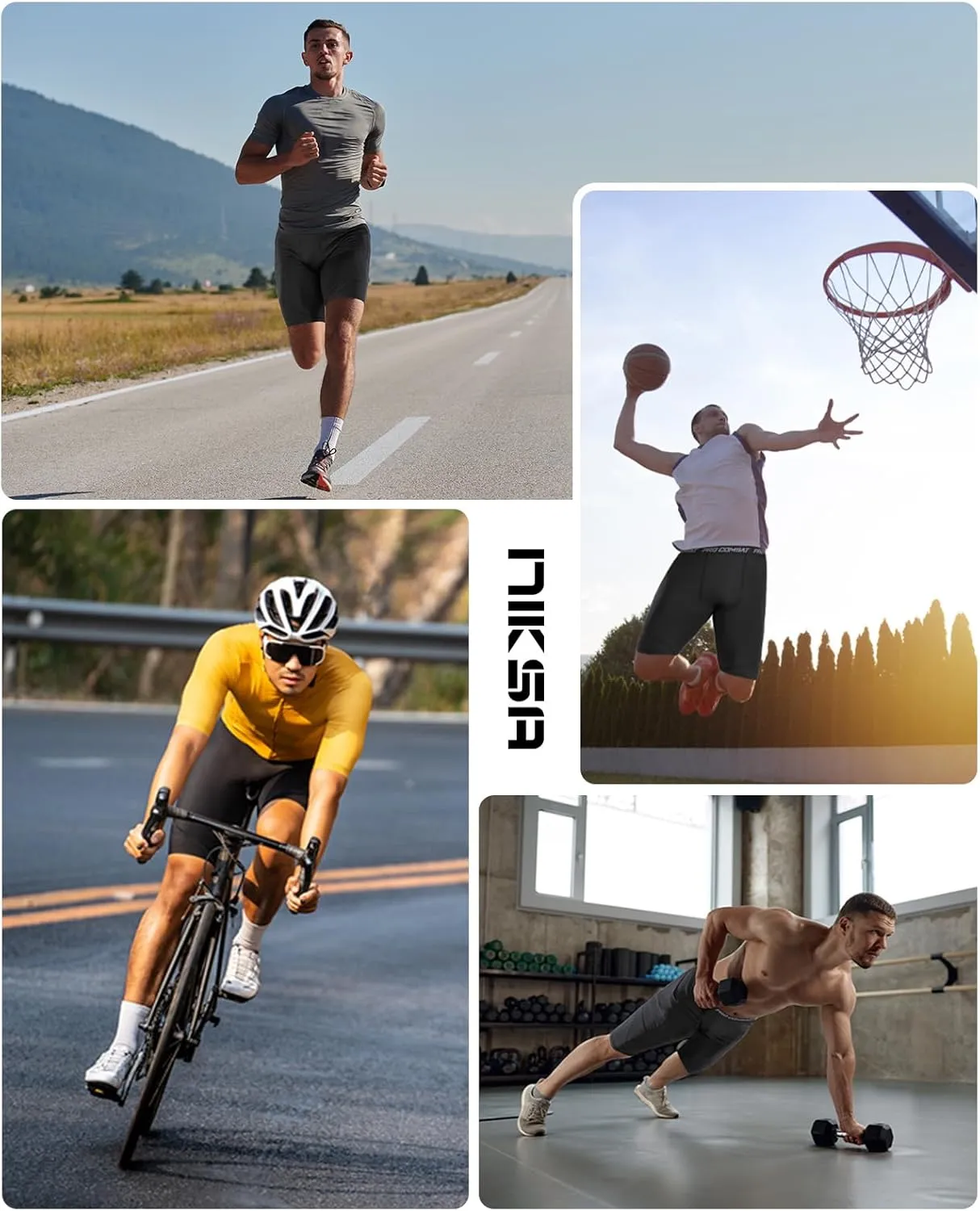 Niksa 1/2 Pack Mens Compression Shorts with Pocket, Performance Spandex Athletic Sports Workout Running Underwear Shorts