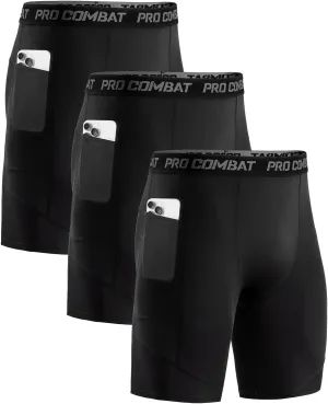 Niksa 1/2 Pack Mens Compression Shorts with Pocket, Performance Spandex Athletic Sports Workout Running Underwear Shorts