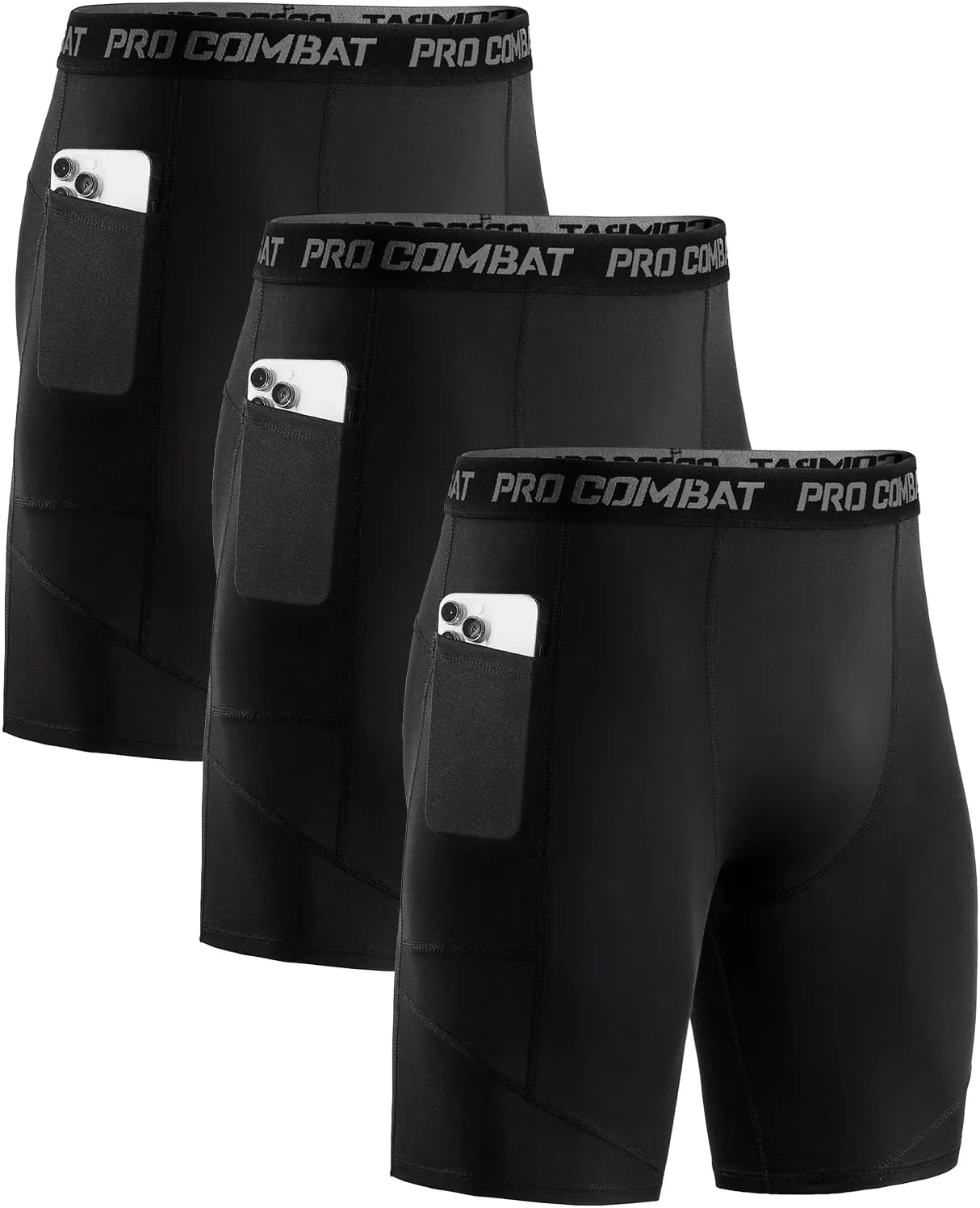Niksa 1/2 Pack Mens Compression Shorts with Pocket, Performance Spandex Athletic Sports Workout Running Underwear Shorts