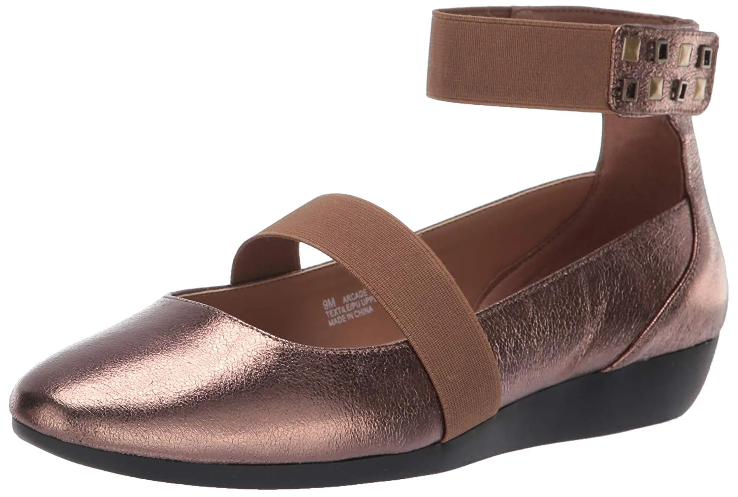 On Arcade Ankle Mule Bronze Wedge Group discount Embellished Toe Wide variety Metal Slip Round Aerosoles