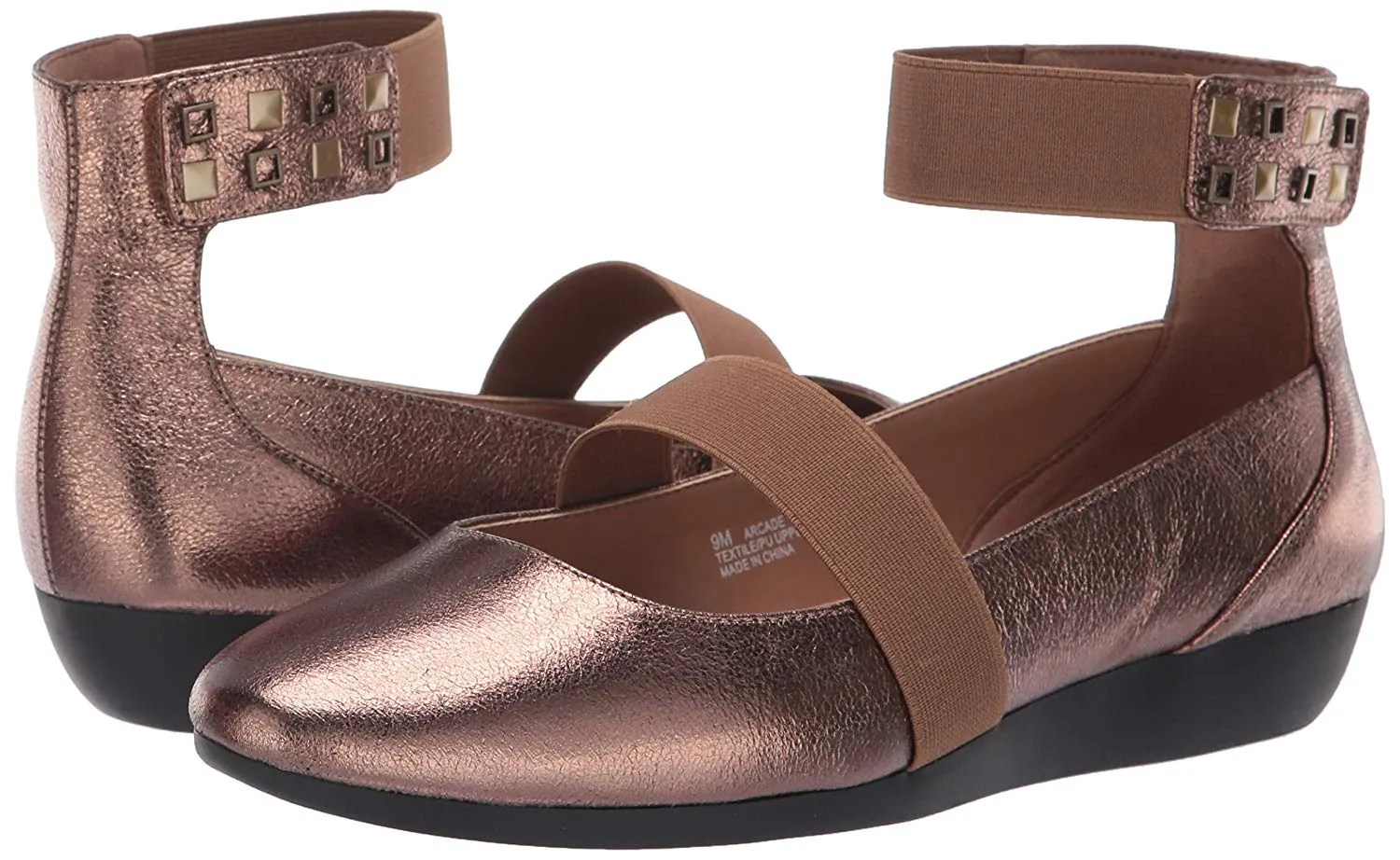On Arcade Ankle Mule Bronze Wedge Group discount Embellished Toe Wide variety Metal Slip Round Aerosoles