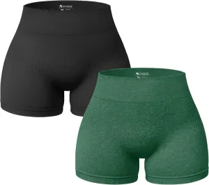 OQQ Women 2 Piece Shorts Butt Lifting High Waist Tummy Control Yoga Athletic Workout Shorts
