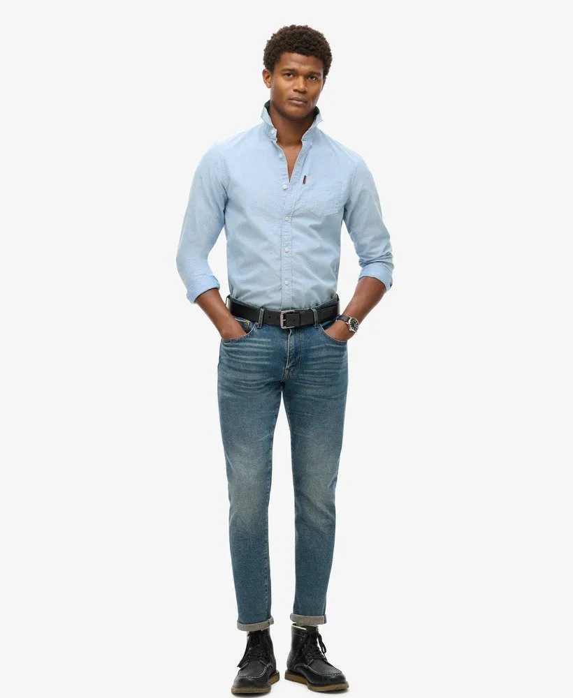 Organic Cotton Long Sleeve Oxford Shirt | Classic Blue Oxford