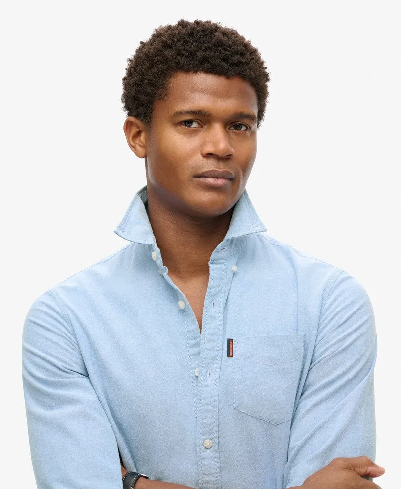 Organic Cotton Long Sleeve Oxford Shirt | Classic Blue Oxford