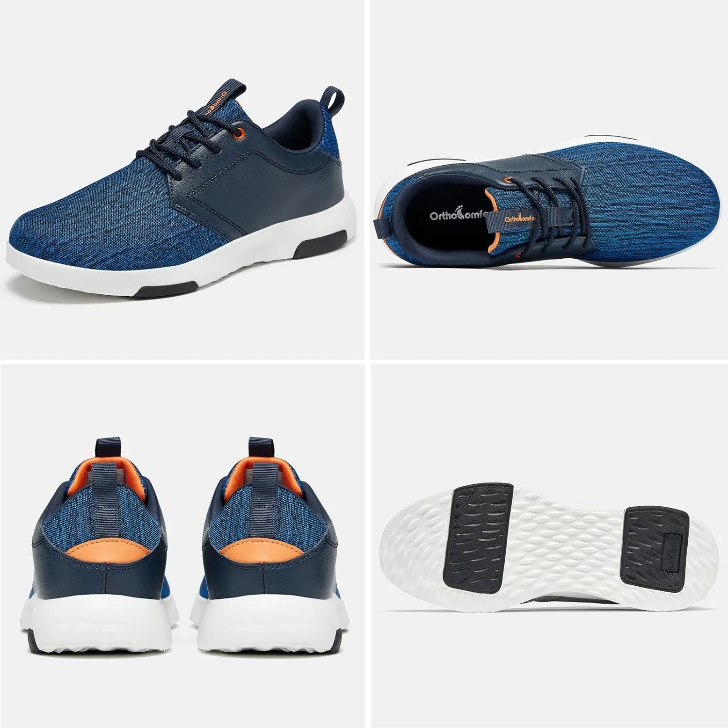 OrthoComfoot Men's Orthopedic Fashion Sneakers with Arch Support: Comfortable Plantar Fasciitis Walking Shoes, Casual Breathable Flat Feet Shoes for Foot and Heel Pain Relief