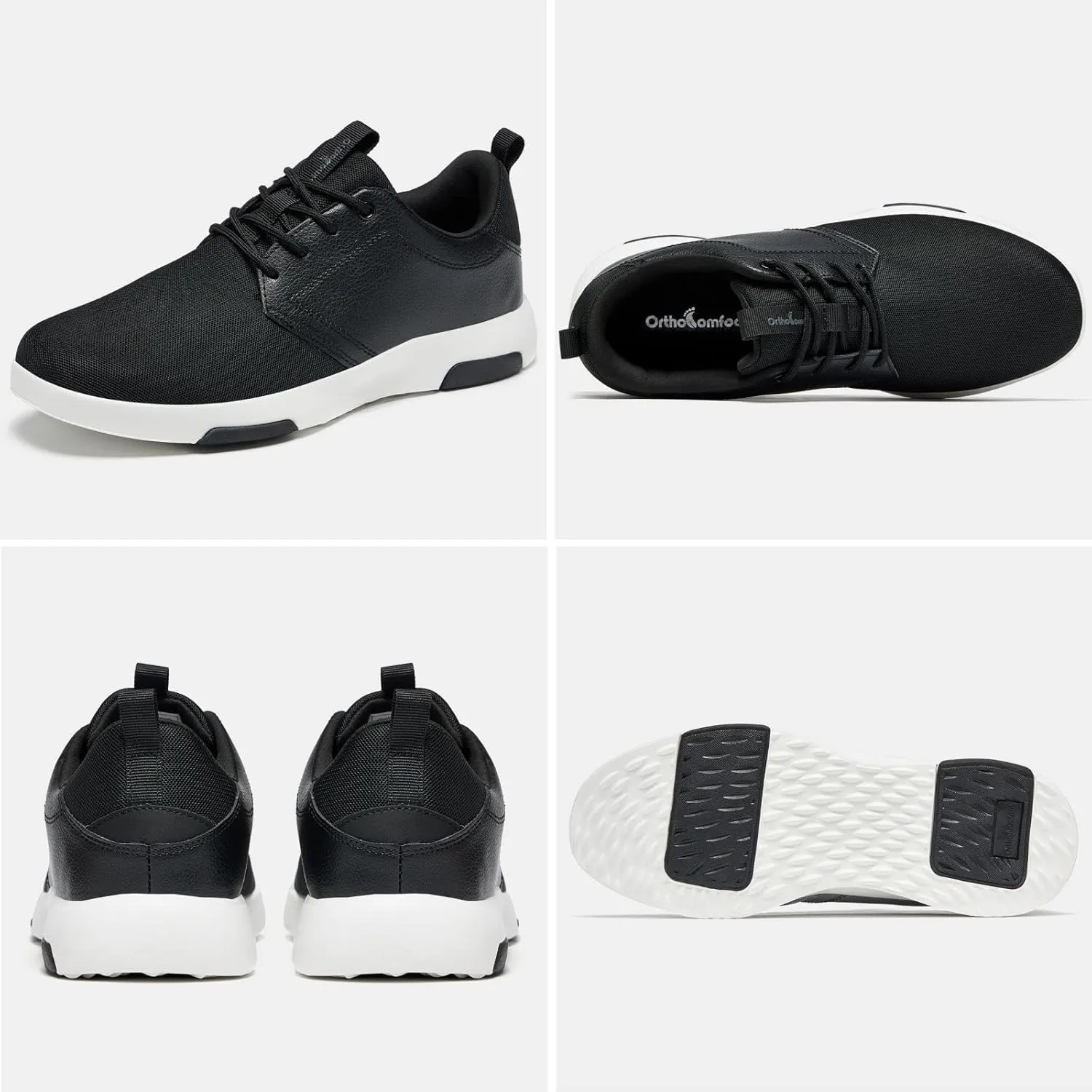 OrthoComfoot Men's Orthopedic Fashion Sneakers with Arch Support: Comfortable Plantar Fasciitis Walking Shoes, Casual Breathable Flat Feet Shoes for Foot and Heel Pain Relief