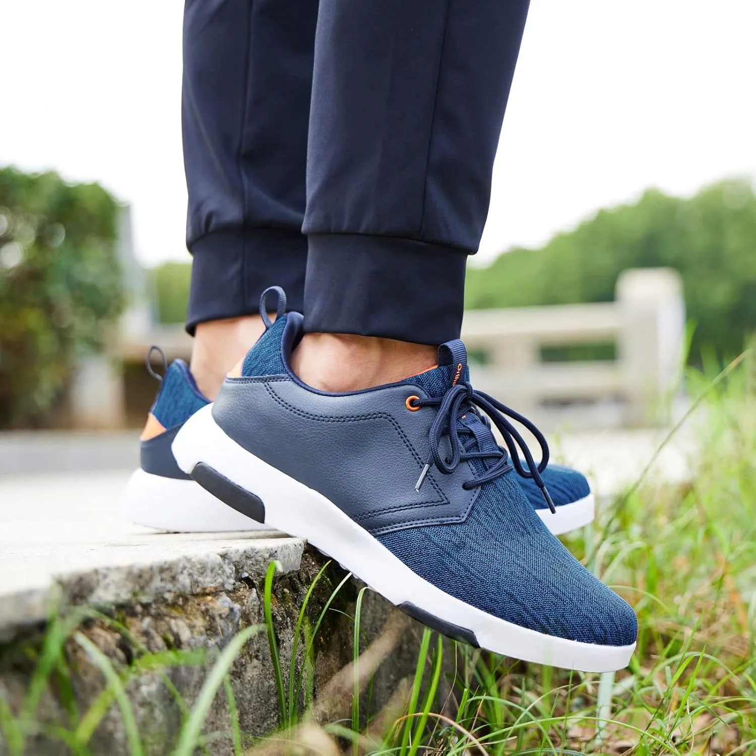 OrthoComfoot Men's Orthopedic Fashion Sneakers with Arch Support: Comfortable Plantar Fasciitis Walking Shoes, Casual Breathable Flat Feet Shoes for Foot and Heel Pain Relief