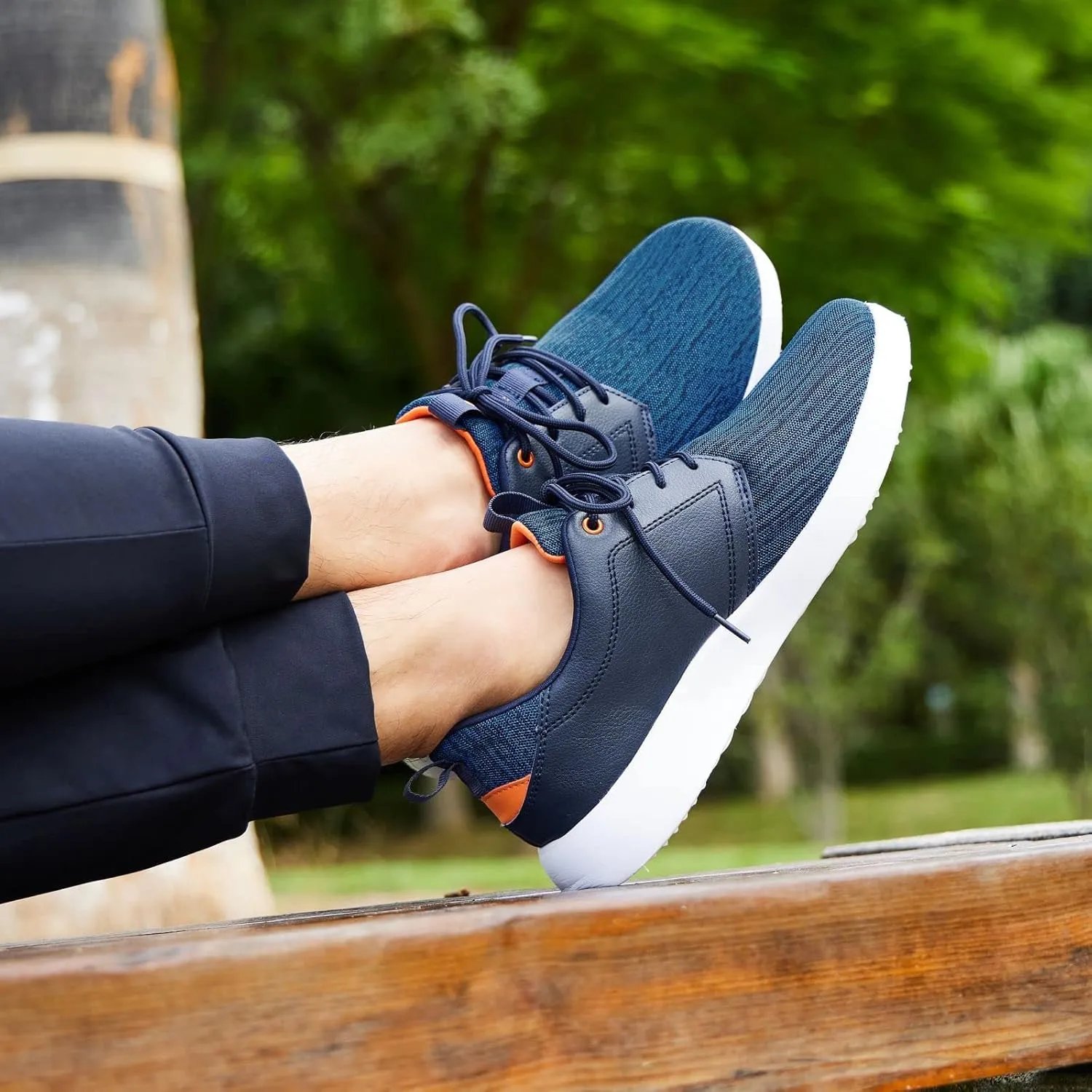 OrthoComfoot Men's Orthopedic Fashion Sneakers with Arch Support: Comfortable Plantar Fasciitis Walking Shoes, Casual Breathable Flat Feet Shoes for Foot and Heel Pain Relief