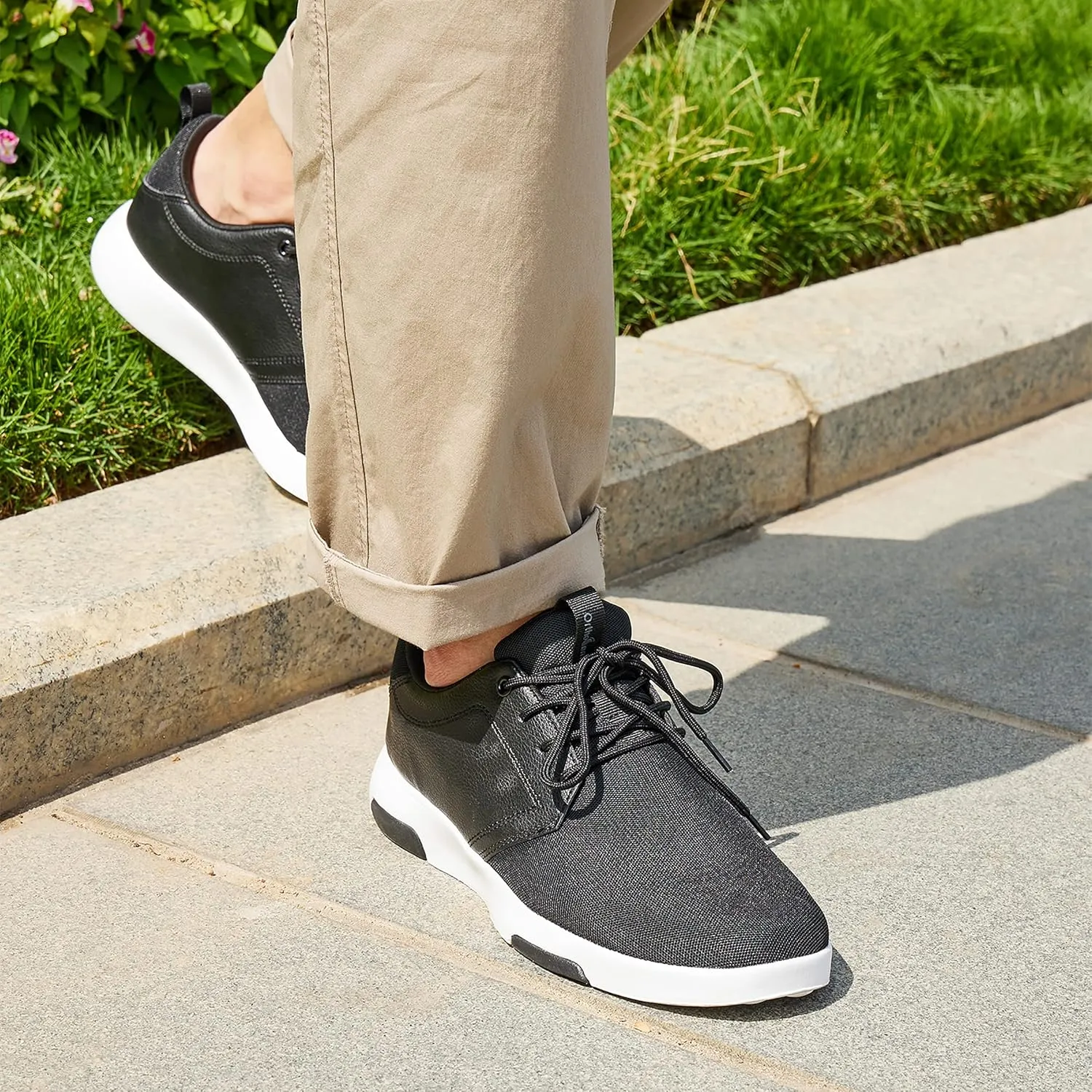 OrthoComfoot Men's Orthopedic Fashion Sneakers with Arch Support: Comfortable Plantar Fasciitis Walking Shoes, Casual Breathable Flat Feet Shoes for Foot and Heel Pain Relief