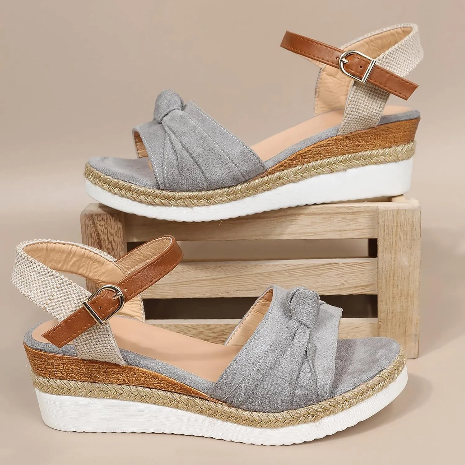 Orthopedic Wedge Sandals Women Summer Dressy Ankle Strap Flat Sandals Casual Strappy Low Wedges Slip on Zipper Beach Sandals