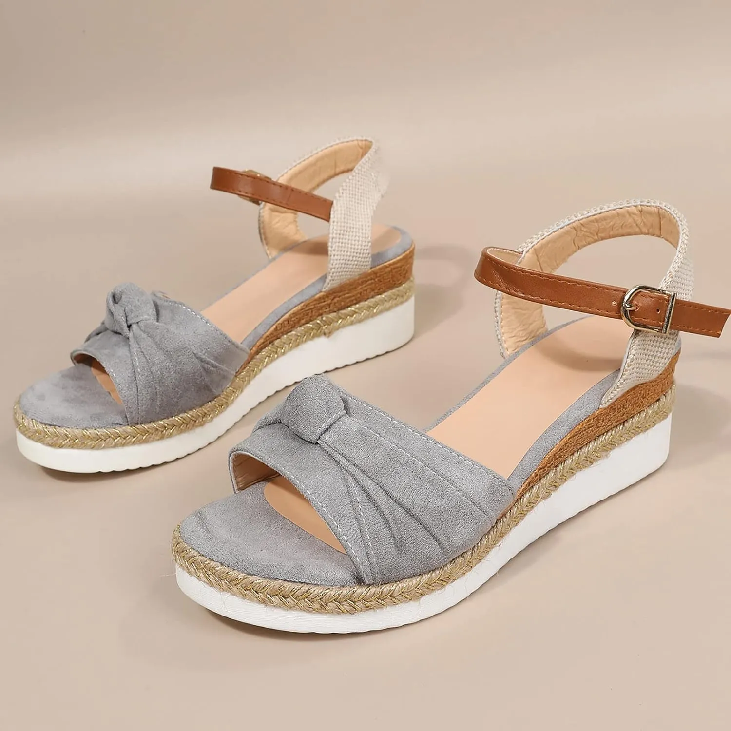 Orthopedic Wedge Sandals Women Summer Dressy Ankle Strap Flat Sandals Casual Strappy Low Wedges Slip on Zipper Beach Sandals