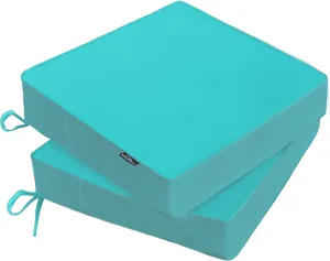 Outdoor Chair Cushions 19 x 19 x 3 Inch, Waterproof & Fade Resistant Patio Seat Cushion for Furniture with Handle and Ties, Thick Seating Pads for Outside Sofa Couch Set of 2, Teal