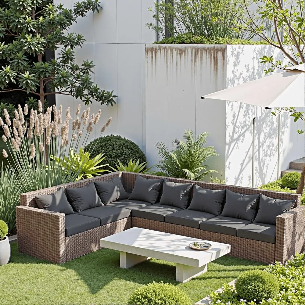 Outdoor Seat Cushion Set 22 x 22 x 4 Inch, Waterproof & Fade Resistant Patio Furniture Cushions with Removable Cover and Ties, Thick Deep Seating Pads for Outside Chair Sofa Couch, Grey