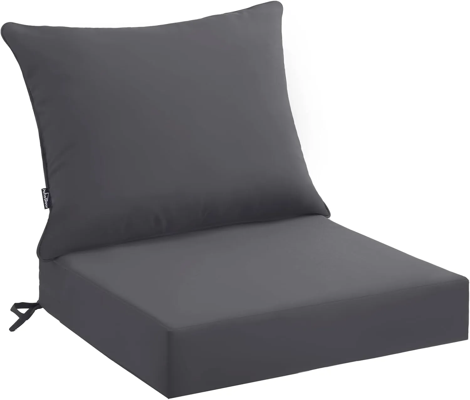 Outdoor Seat Cushion Set 22 x 22 x 4 Inch, Waterproof & Fade Resistant Patio Furniture Cushions with Removable Cover and Ties, Thick Deep Seating Pads for Outside Chair Sofa Couch, Grey