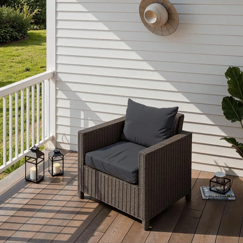 Outdoor Seat Cushion Set 22 x 22 x 4 Inch, Waterproof & Fade Resistant Patio Furniture Cushions with Removable Cover and Ties, Thick Deep Seating Pads for Outside Chair Sofa Couch, Grey