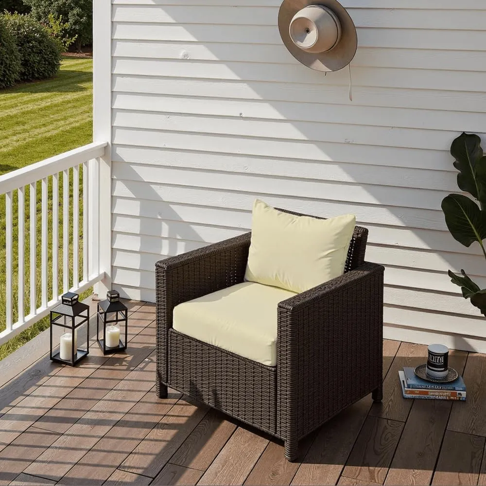 Outdoor Seat Cushion Set 22 x 24 x 4 Inch, Waterproof & Fade Resistant Patio Furniture Cushions with Removable Cover and Ties, Thick Deep Seating Pads for Outside Chair Sofa Couch, Yellow